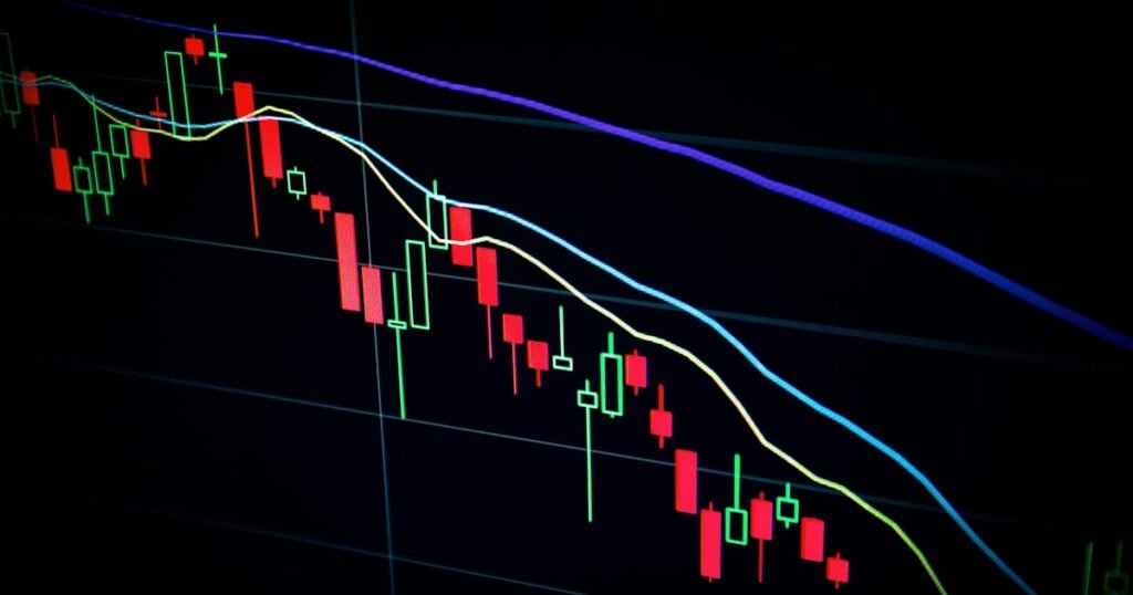 Cryptocurrency trading chart screen showing Bitcoin and altcoin price action