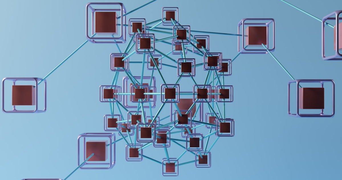 Blockchain network diagram representing Bitcoin and Ethereum connections