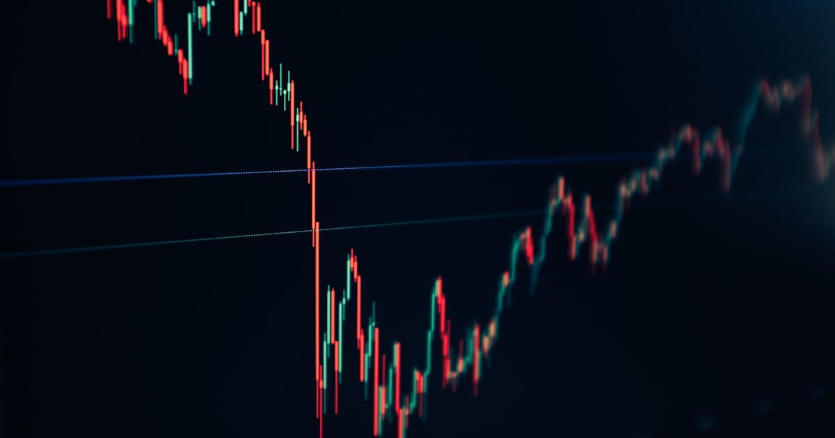 Candlestick cryptocurrency trading chart displayed on a dark trading screen
